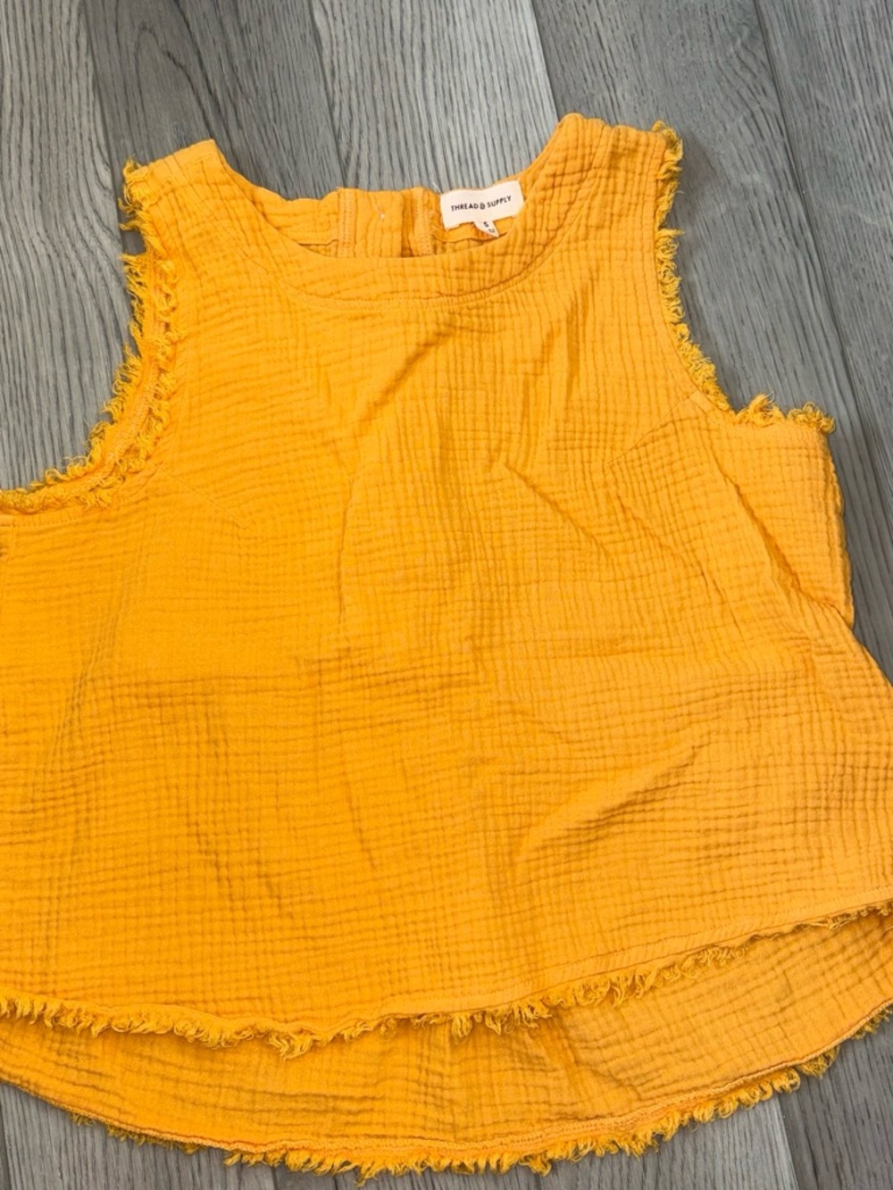 Thread & Supply Orange Frayed Gauze Tank
